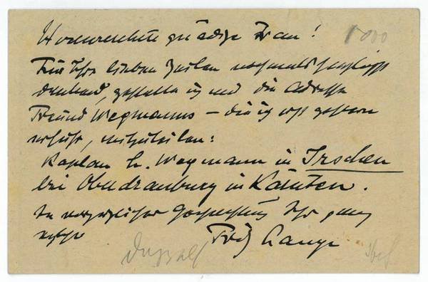 Eigenh. Postkarte mit U.