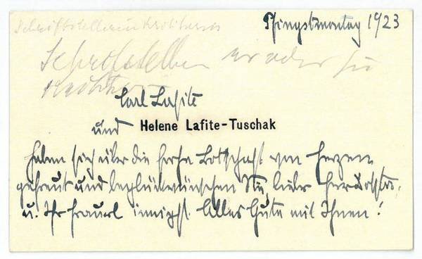 Eigenh. Visitenkarte.