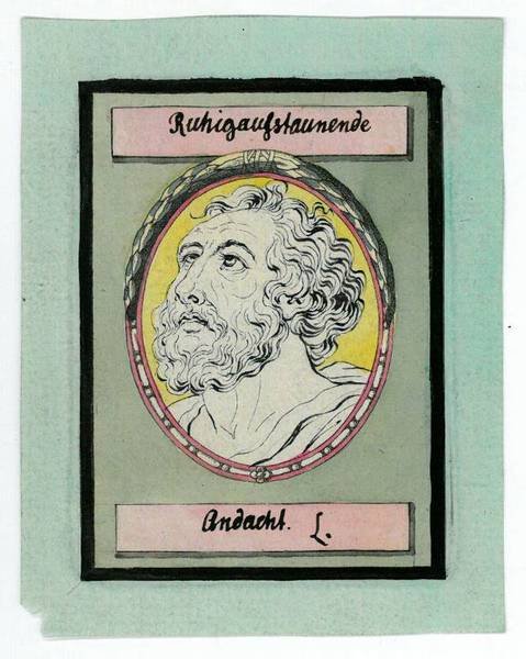 Radiertes physiognomisches Portrait mit eigenh. Titel und U. ("L.").