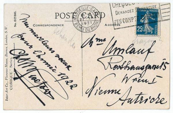 Eigenh. Postkarte m. U.