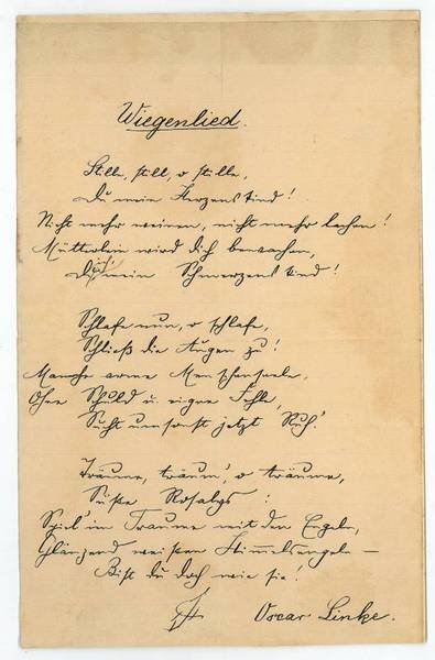 Eigenh. Manuskript "Wiegenlied" mit U.