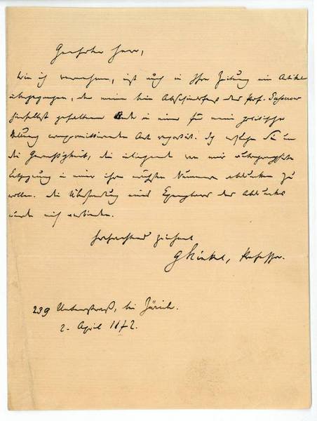 Eigenh. Brief mit U.