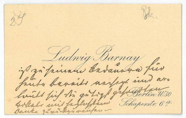 Eigenh. Visitenkarte.