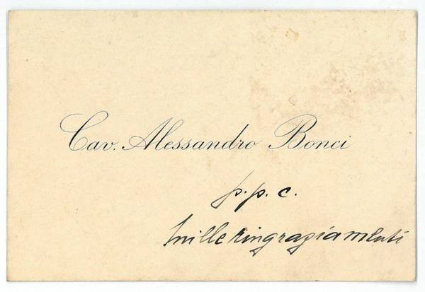 Visitenkarte mit eigenh. Widmung.