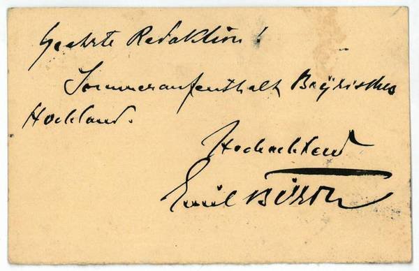 Eigenh. Postkarte m. U.