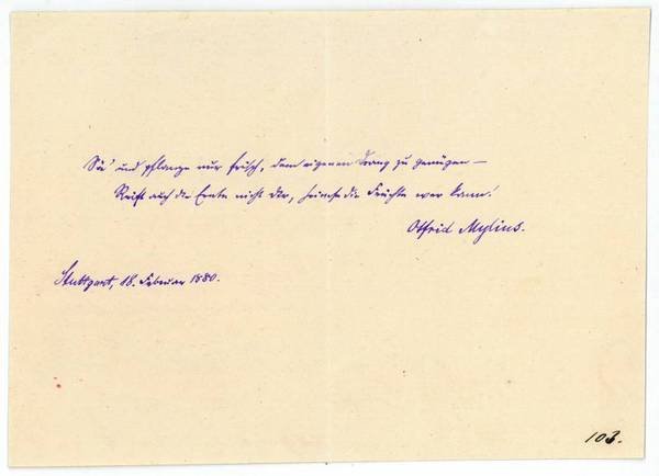 Eigenh. Brief mit U. ("Otfried Mylius").