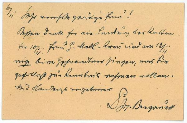 Eigenh. Postkarte m. U.