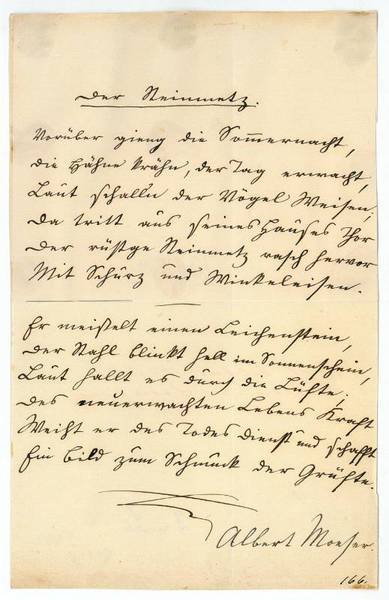 Eigenh. Gedicht "Der Steinmetz" mit U.