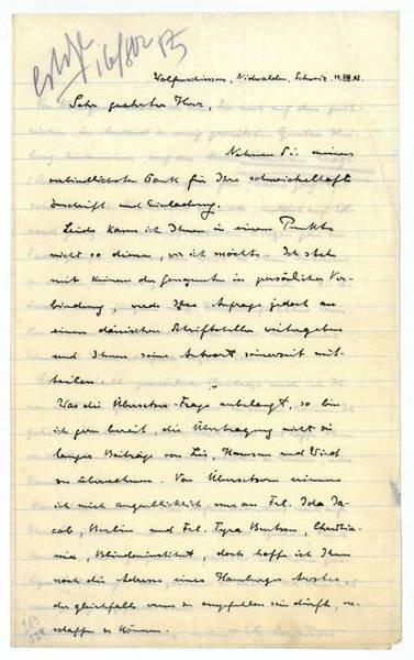 Eigenh. Brief mit U. ("Chr. Morgenstern").