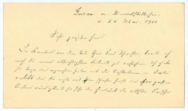 Eigenh. Briefkarte mit U.