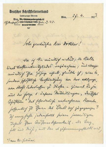 Eigenh. Brief mit U.