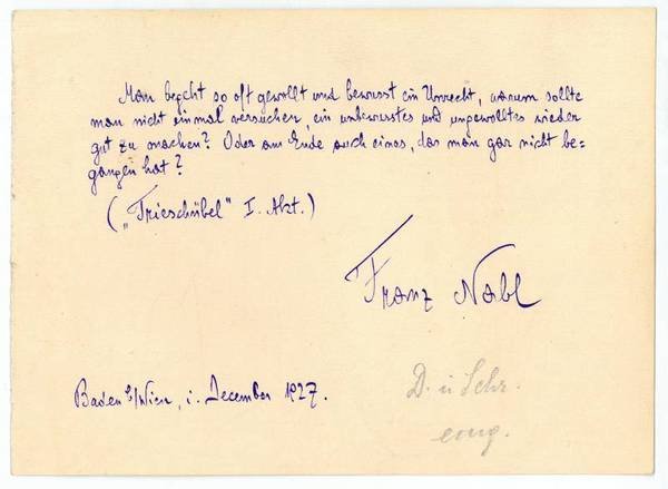 Eigenh. Albumblatt mit U.