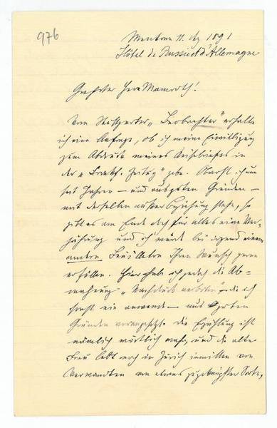 Eigenh. Brief mit U.