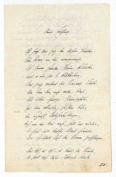 Neuer Frühling. Eigenh. Gedicht mit U.