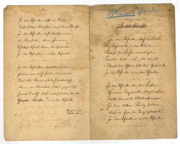 Eigenh. Gedicht "In der Schenke" mit U.