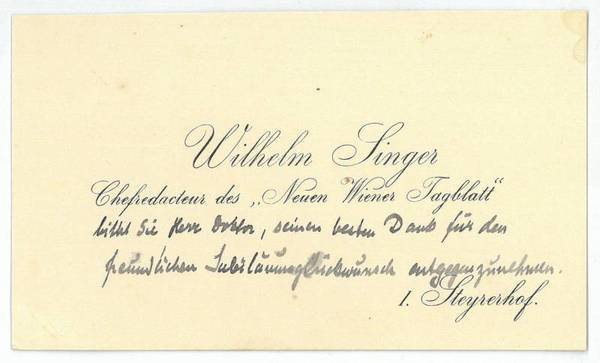 Eigenh. Visitenkarte.