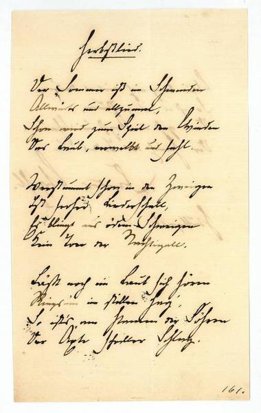 Herbstlied. Eigenh. Gedicht mit U.