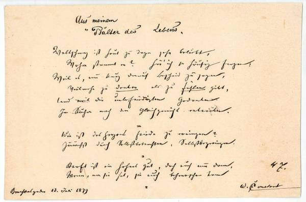 Eigenh. Gedicht mit U. ("W. Constant").