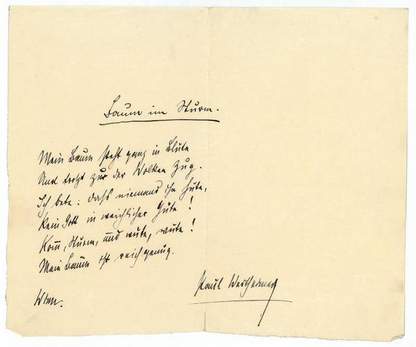 Eigenh. Gedicht "Baum im Sturm" mit U.