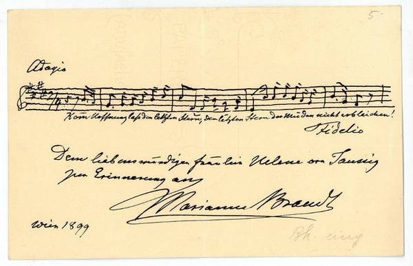 Autograph musical quotation signed.