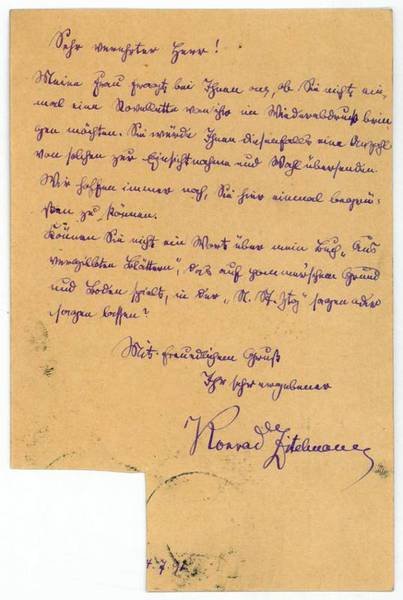 Eigenh. Postkarte m. U.