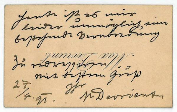 Eigenh. Brief m. U. (Visitenkarte).