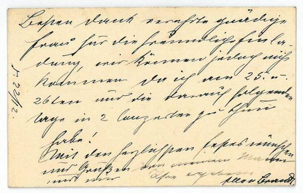 Visitenkarte mit eigenh. Widmung und U.