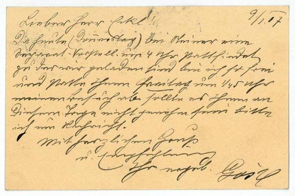 Eigenh. Postkarte m. U.