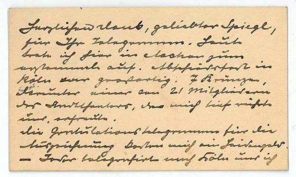 Visitenkarte mit eigenh. Widmung und U.