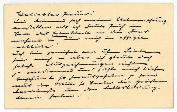 Visitenkarte mit eigenh. Widmung und U.