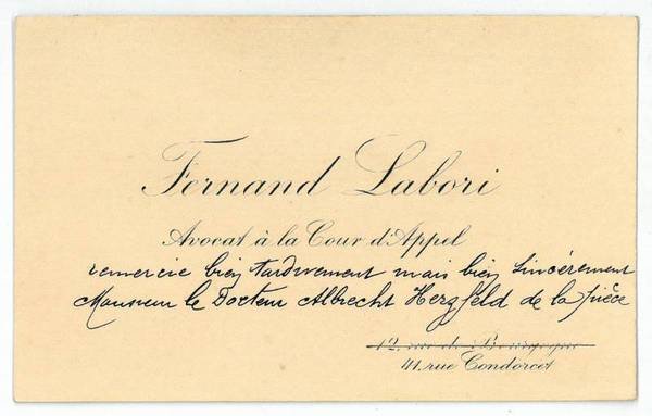 Eigenh. Visitenkarte.