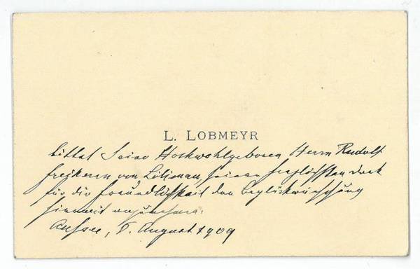 Eigenh. Visitenkarte.