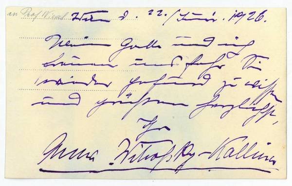 Eigenh. Postkarte m. U.