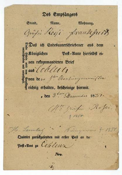 Dokument mit eigenh. U.