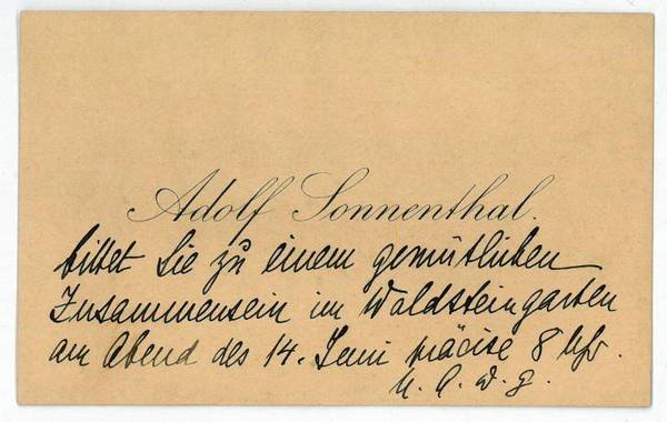 Visitenkarte mit eigenh. Notiz.