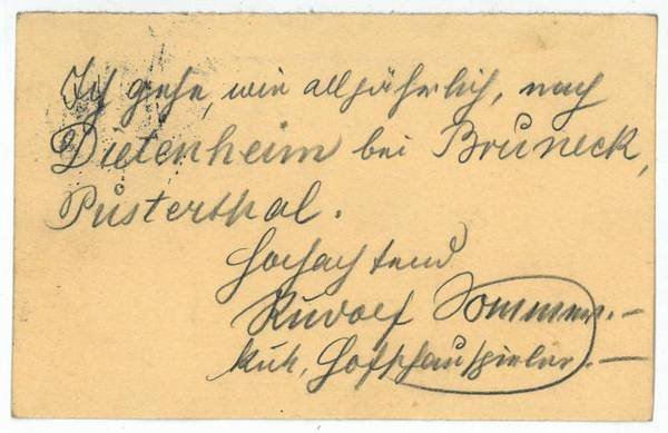 Eigenh. Postkarte m. U.