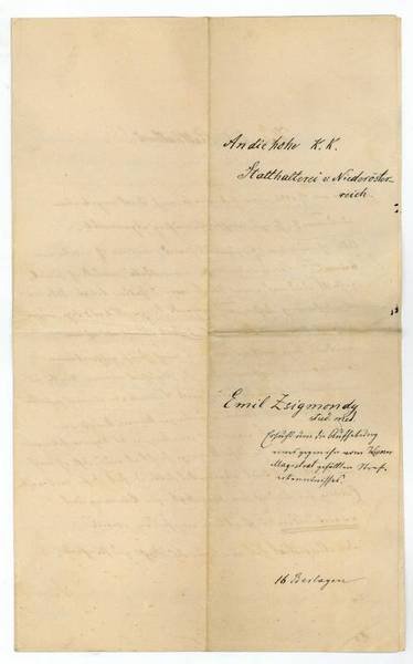 Eigenh. Entwurf zu einer Supplik mit U.