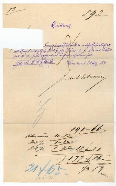 Dokument mit eigenh. U.