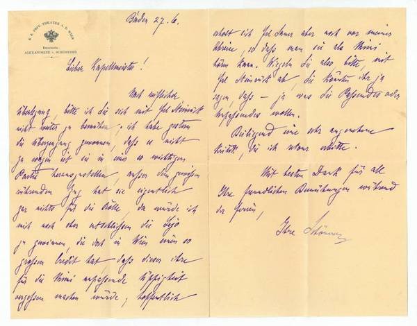 Eigenh. Brief m. U. Beiliegend Umschlag.