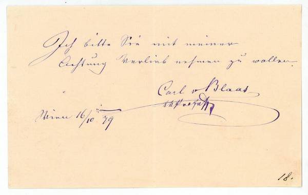 Eigenh. Notiz mit U.