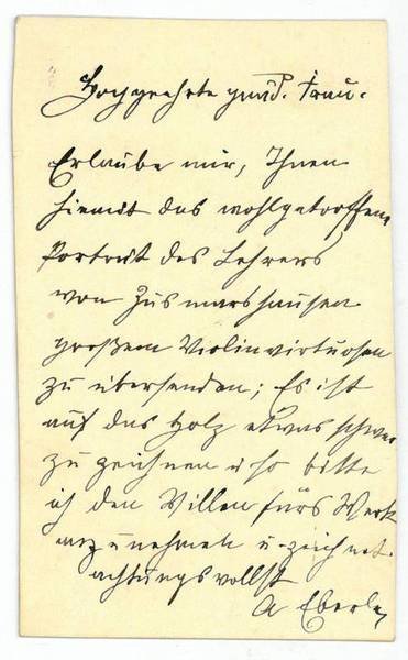 Eigenh. Visitenkarte mit U.