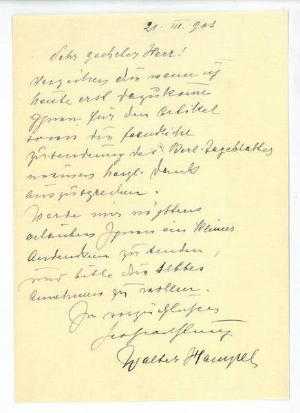 Eigenh. Brief mit U.