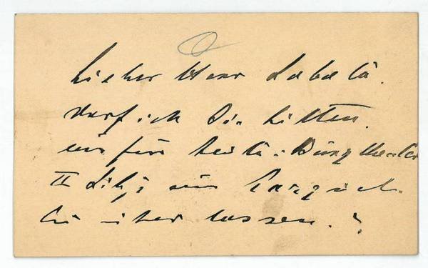 Eigenh. Visitenkarte mit U.