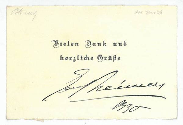 Gedr. Dankeskarte mit eigenh. U.