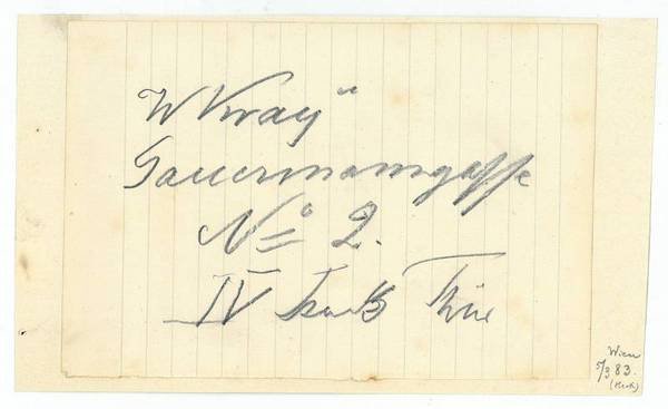 Blatt mit eigenh. Adresse.