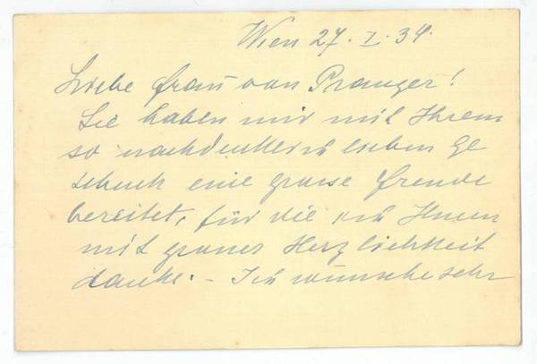 Eigenh. Briefkarte mit U.