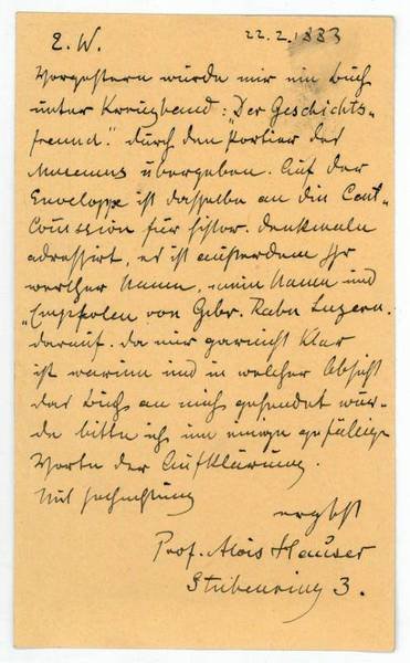 Eigenh. Postkarte mit U.