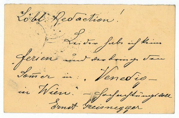 Eigenh. Postkarte mit U.