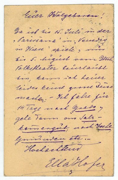 Eigenh. Postkarte mit U.