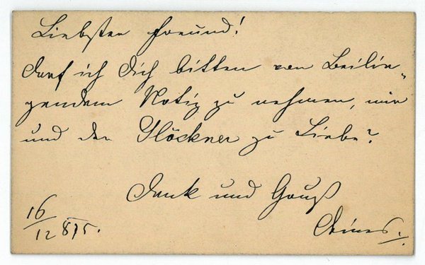 Eigenh. Visitenkarte.